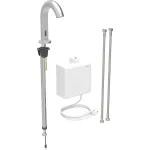 Grifo electrónico para lavabos Geberit Piave, montaje de encimera, servicio de red, con caja funcional vista: Acabado de acero inoxidable / Cepillado, con revestimiento fácil de limpiar, Mezclador=Con mezclador